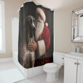グレートダーネウィズサンタクロースフェスティバルクリスマス シャワーカーテン (インサイチュ)