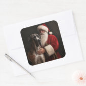 グレートダーネウィズサンタクロースフェスティバルクリスマス スクエアシール (封筒)