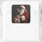 グレートダーネウィズサンタクロースフェスティバルクリスマス スクエアシール (バッグ)