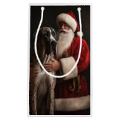 グレートダーネウィズサンタクロースフェスティバルクリスマス スモールペーパーバッグ (正面)