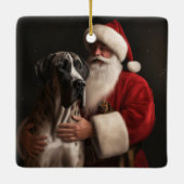 グレートダーネウィズサンタクロースフェスティバルクリスマス セラミックオーナメント (裏面)