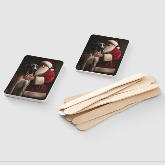 グレートダーネウィズサンタクロースフェスティバルクリスマス ハンドファン (組立なし)