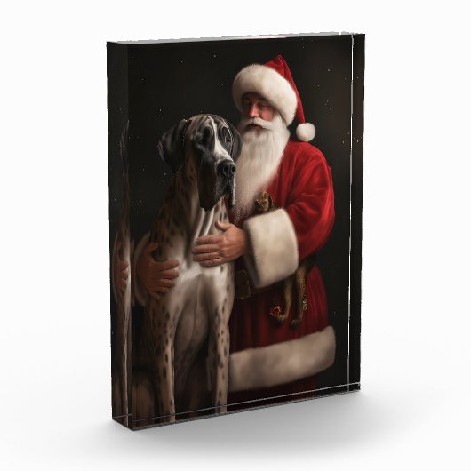 グレートダーネウィズサンタクロースフェスティバルクリスマス フォトブロック (左)