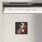 グレートダーネウィズサンタクロースフェスティバルクリスマス マグネット (インサイチュ (食洗機))