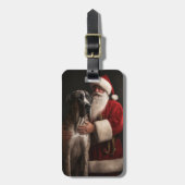 グレートダーネウィズサンタクロースフェスティバルクリスマス ラゲッジタグ (正面縦)