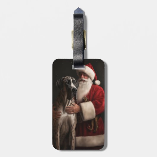 グレートダーネウィズサンタクロースフェスティバルクリスマス ラゲッジタグ (裏面縦)