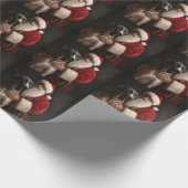 グレートダーネウィズサンタクロースフェスティバルクリスマス ラッピングペーパー (角)