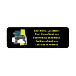 グレートダーネドッグイエロー&ブルーグリッドトリカラーアドレス ラベル