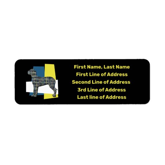 グレートダーネドッグイエロー&ブルーグリッドトリカラーアドレス ラベル (正面)