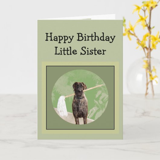 グレートダーネドッグユーモア誕生日リトルシスターおもしろい カード (黄色い花)