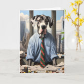 グレートダーネビジネスマン誕生日 カード (黄色い花)