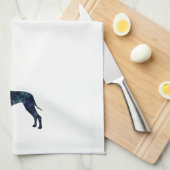グレートダーネブラックウォーターカラーシルエット キッチンタオル (四つ折り)