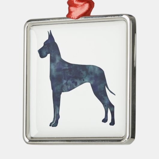 グレートダーネブラックウォーターカラーシルエット メタルオーナメント (左)