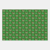 グレートダーネレッドクリスマスドッグ&グリーンボウ3色 ラッピングペーパーシート (正面2)