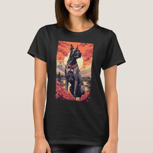 グレートダーンドッグエステ日本のティック浮世絵2 Tシャツ (正面)
