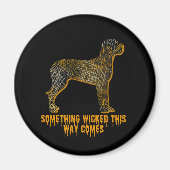 グレートダーンドッグシルエットおもしろいオレンジブルークハロウィーン マグネット (正面)