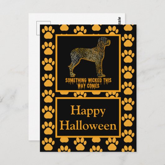 グレートダーンドッグシルエットハッピーハローウィン ポストカード (正面/裏面)