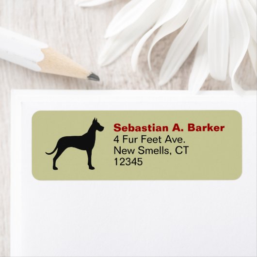 グレートダーンドッグシルエット差出人住所ラベルル ラベル (インサイチュ)