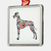 グレートダーンドッグジオメトリックシルエットプレイド メタルオーナメント (左)