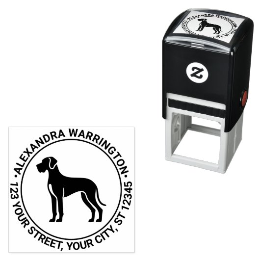 グレートダーンドッグスタンディングシルネーム差出人住所 セルフインキングスタンプ (インサイチュ)