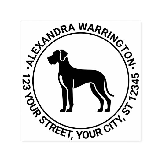 グレートダーンドッグスタンディングシルネーム差出人住所 セルフインキングスタンプ (デザイン)