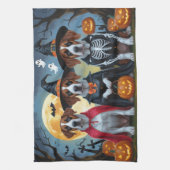 グレートダーンドッグスパンプキンハロウィンおもしろい キッチンタオル (縦)