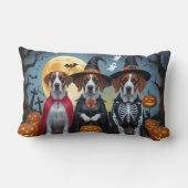 グレートダーンドッグスパンプキンハロウィンおもしろい ランバークッション (裏面)