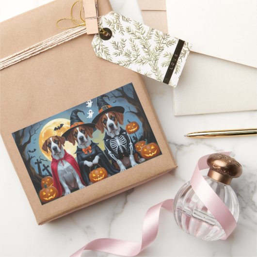 グレートダーンドッグスパンプキンハロウィンおもしろい 長方形シール (ギフト)