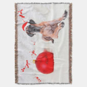 グレートダーンドッグハットメリークリスマスレッドオーナメント スローブランケット (正面縦)