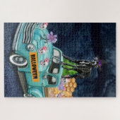 グレートダーンドッグハロウィントラック怖い夜 ジグソーパズル (横)