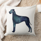 グレートダーンドッグブラックウォーターカラーシルエット クッション (ブランケット)
