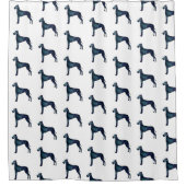 グレートダーンドッグブラックウォーターカラーシルエット シャワーカーテン (正面)