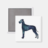 グレートダーンドッグブラックウォーターカラーシルエット マグネット (正面/裏面)