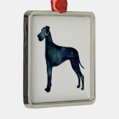 グレートダーンドッグブラックウォーターカラーシルエット メタルオーナメント (右)
