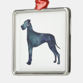 グレートダーンドッグブラックウォーターカラーシルエット メタルオーナメント (左)