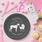 グレートダーンドッグベビーシャワーパピーグレー ペーパープレート (パーティー)