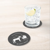 グレートダーンドッグベビーシャワーパピーグレー ラウンドペーパーコースター (インサイチュ)