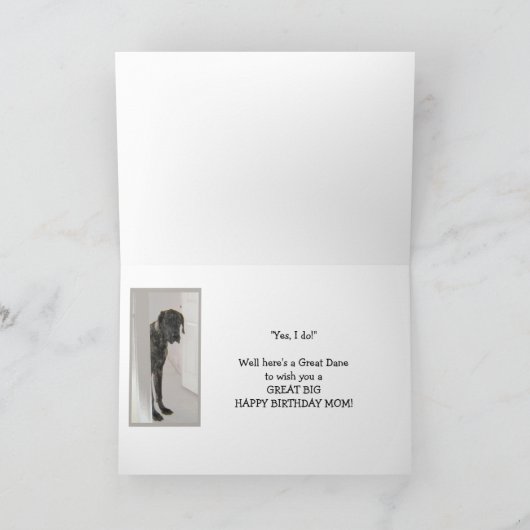 グレートダーンドッグユーモアママお誕生日ケーキおもしろい カード (内部)