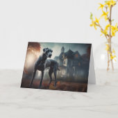 グレートダーンハロウィーン怖 カード (黄色い花)