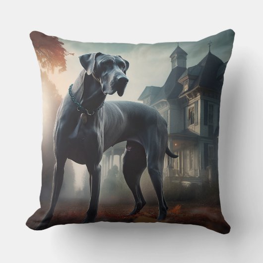 グレートダーンハロウィーン怖 クッション (正面)