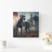 グレートダーンハロウィーン怖 スクエア壁時計 (ホーム)