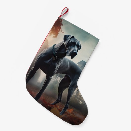 グレートダーンハロウィーン怖 スモールクリスマスストッキング (正面 (吊り時))