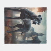 グレートダーンハロウィーン怖 フリースブランケット (正面(横))