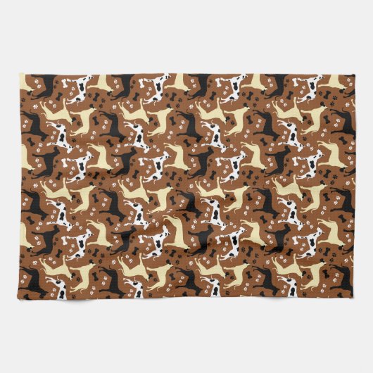 グレートダーンハーレクインフェイムブラックダネズキッチントーウ キッチンタオル (横)