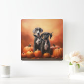 グレートダーンパピー秋デライトカボチャ スクエア壁時計 (ホーム)