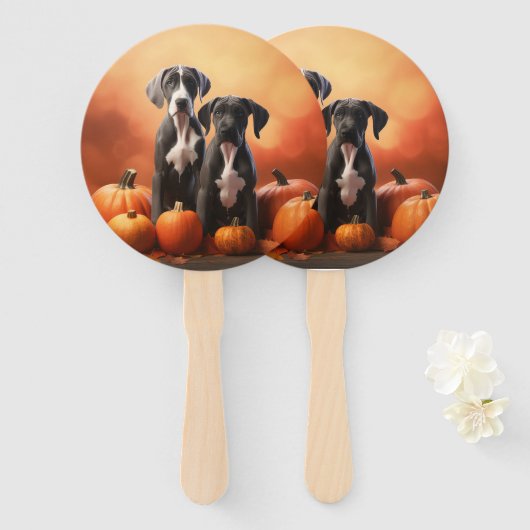 グレートダーンパピー秋デライトカボチャ ハンドファン (正面&裏面)