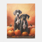 グレートダーンパピー秋デライトカボチャ フリースブランケット (正面)