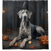 グレートダーンパンプキンハロウィーン怖いフリップ シャワーカーテン (正面)