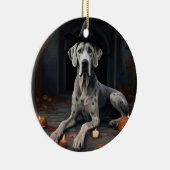 グレートダーンパンプキンハロウィーン怖いフリップ セラミックオーナメント (右)