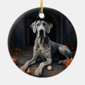 グレートダーンパンプキンハロウィーン怖いフリップ セラミックオーナメント (裏面)